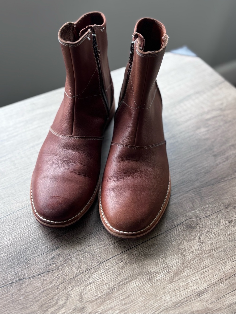 Ahnu Women's Chestnut Brown Leather Zip Ankle Boots